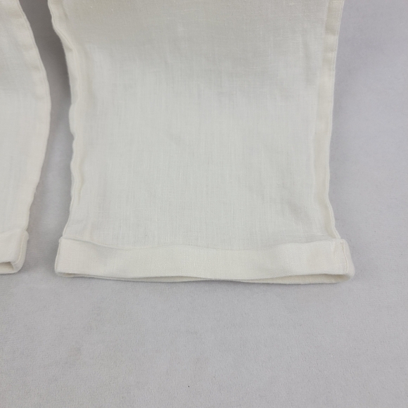 Benetton pure linen front pleat straight leg cropped pant Size 12 EUR 48 - Picture 2 of 7